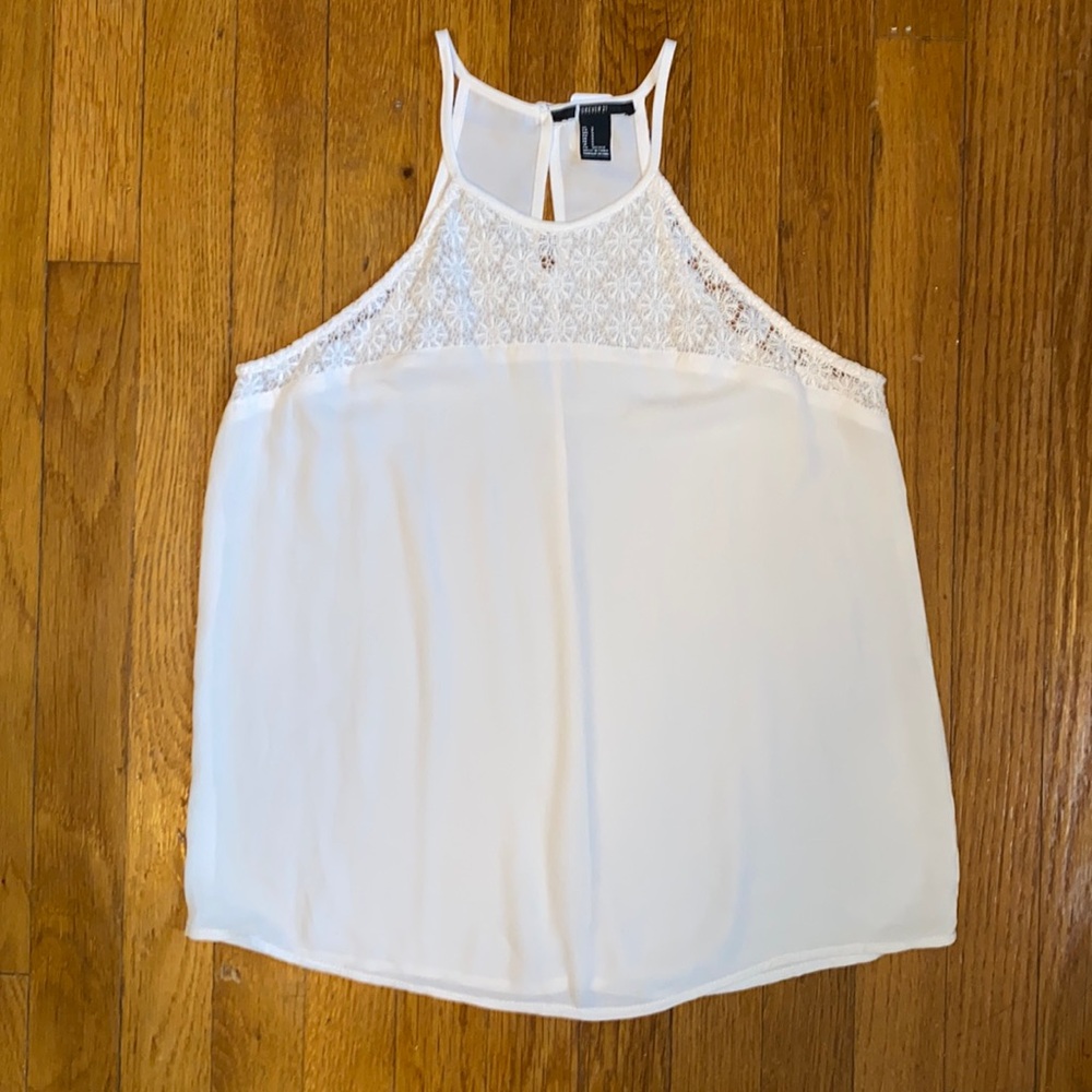 Forever 21 Cream and Floral Crochet Top
